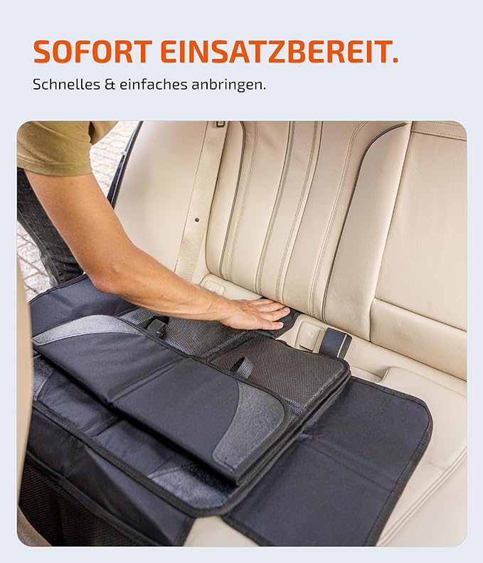 LIONSTRONG Kindersitzunterlage, ISOFIX geeignete Unterlage für Kindersitze, Sitzschoner zum Schutz Ihrer Autositze (S (1er Pack), Schwarz
