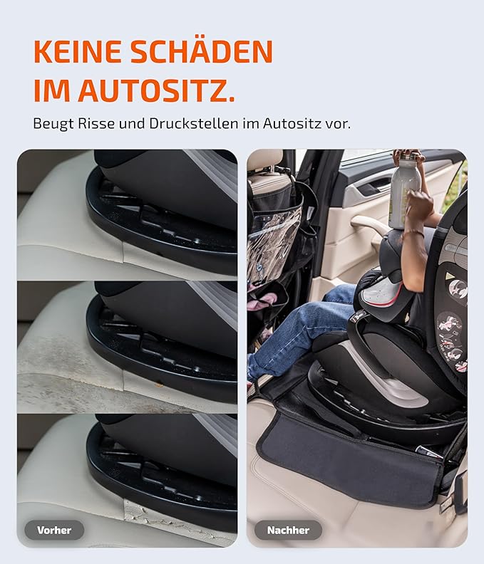 LIONSTRONG Kindersitzunterlage, ISOFIX geeignete Unterlage für Kindersitze, Sitzschoner zum Schutz Ihrer Autositze (S (1er Pack), Schwarz