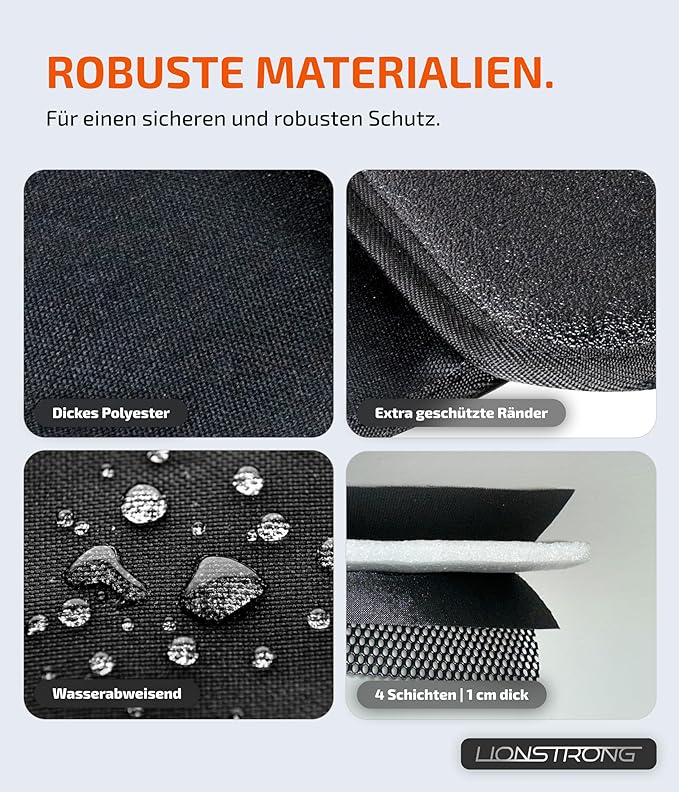 LIONSTRONG Kindersitzunterlage, ISOFIX geeignete Unterlage für Kindersitze, Sitzschoner zum Schutz Ihrer Autositze (S (1er Pack), Schwarz