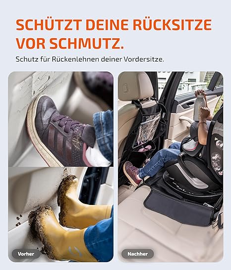 LIONSTRONG® Auto Organizer Kinder Rücksitz schwarz [WASSERDICHT] - Rückenlehnenschutz Auto Kinder universell kompatibel - Autositz Organizer - Sitzschutz Rückenlehne (ORGANIZER (Window Single))