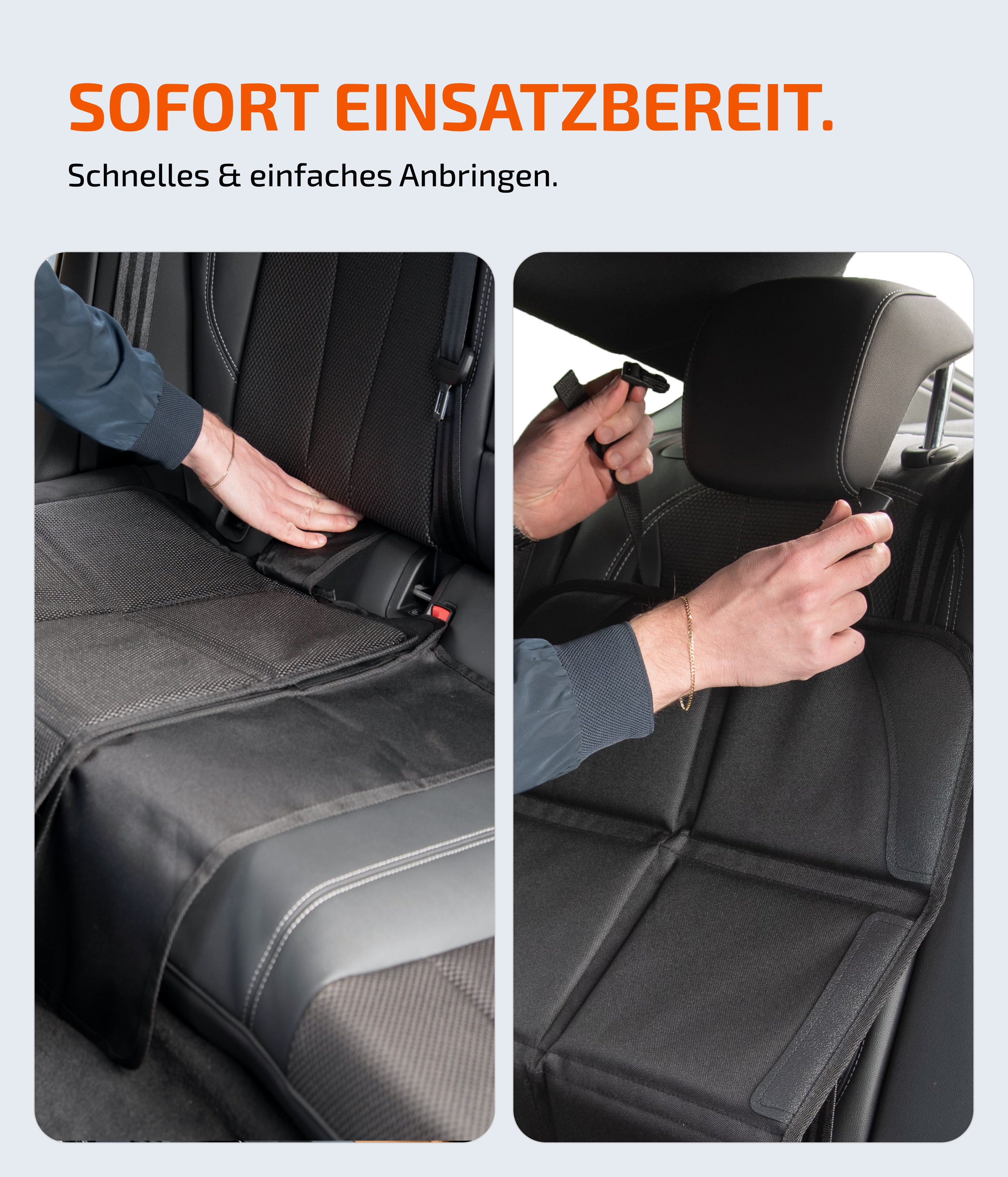 Kindersitzunterlage - EXTRA Schutz [ISOFIX GEEIGNET] - wasserabweisender Autositzschoner Polyester Stoff - Sitzschutz Sitzschoner Auto Kindersitz - universell kompatibel - Schwarz 2 Stück