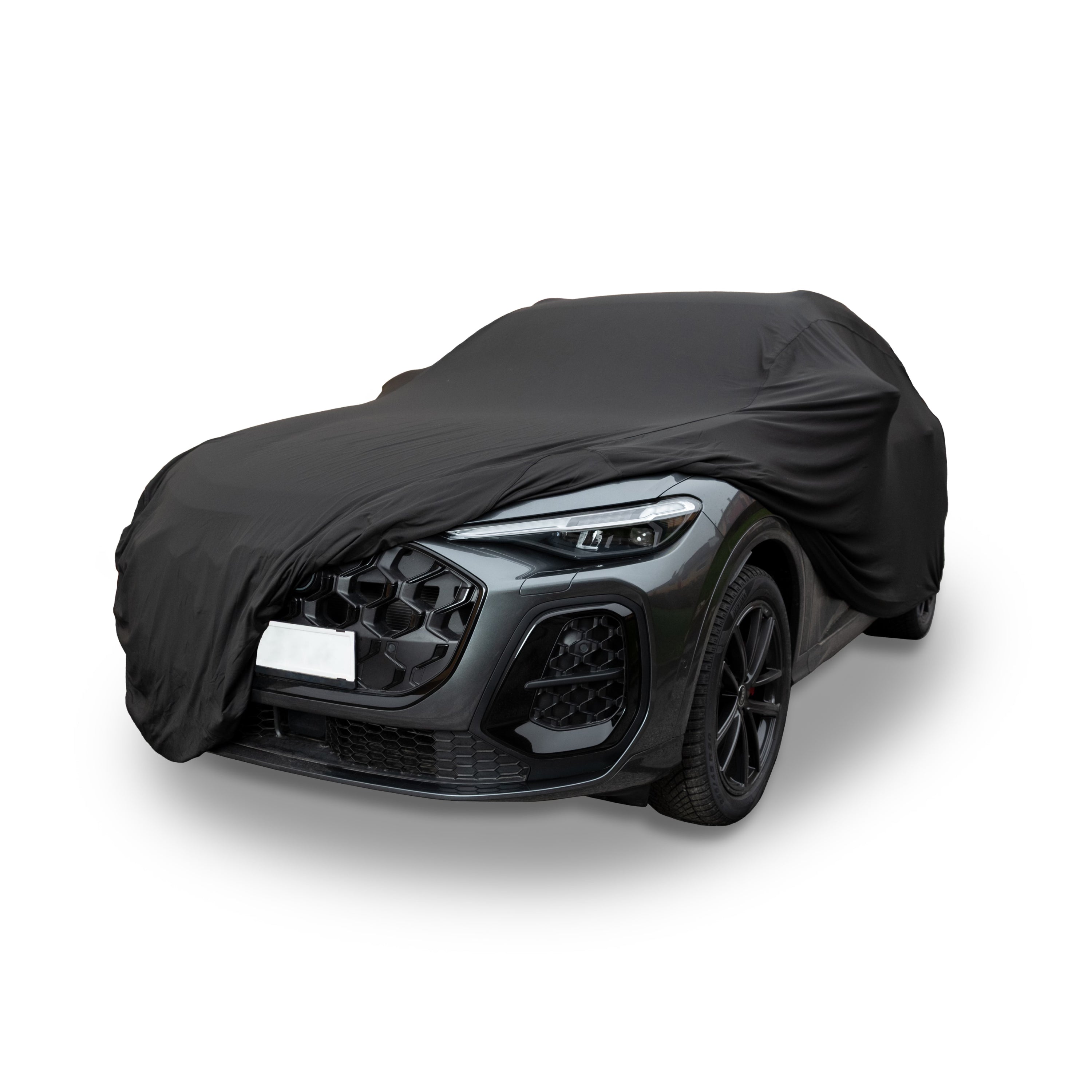 Autoabdeckung für den Innenraum – Zuverlässiger Schutz vor Staub & Schmutz für Kleinwagen, Limousine & SUV – mit Aufbewahrungstasche – Sicherer Halt durch Gummizug – Sportliches Design