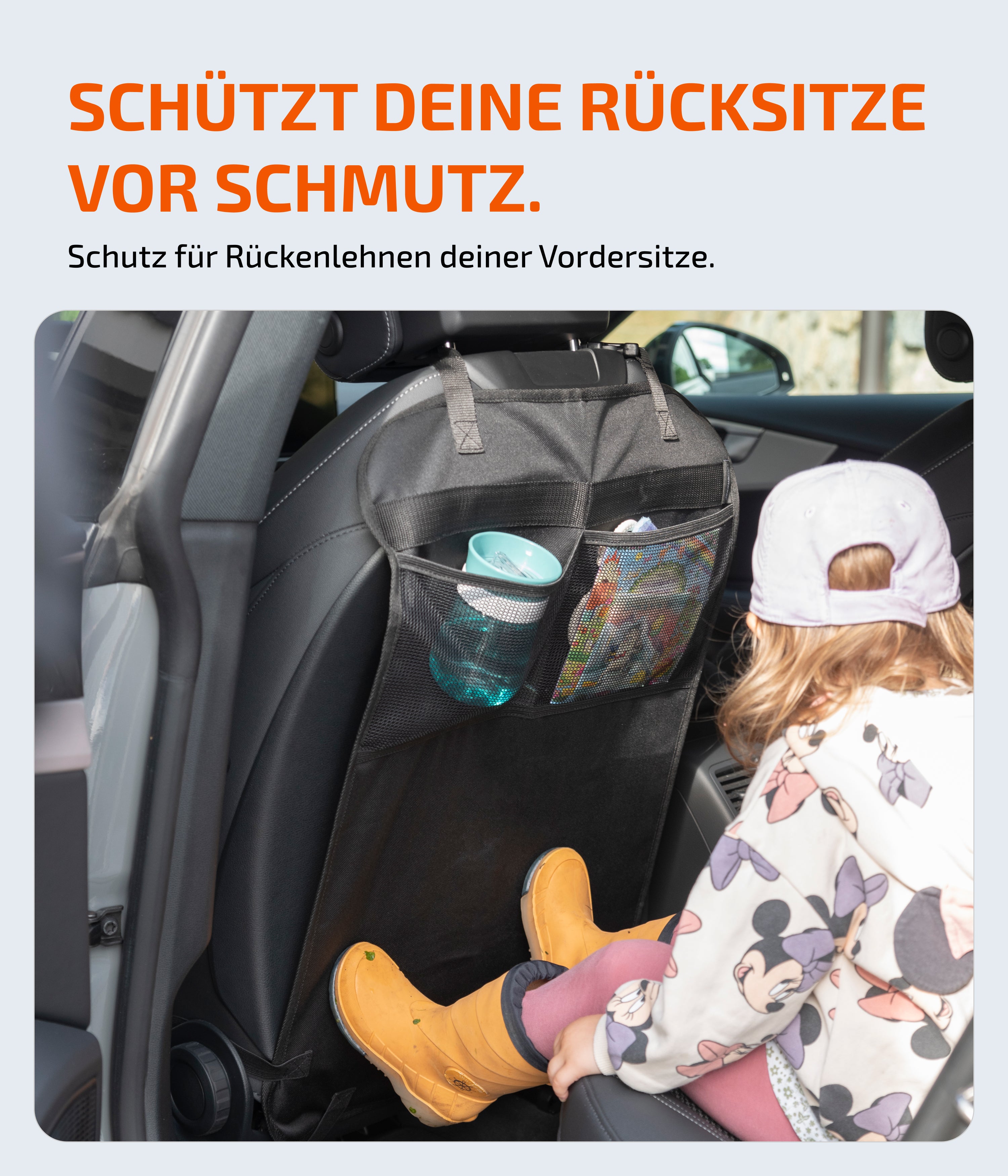LIONSTRONG® Auto Organizer Kinder Rücksitz [wasserdicht] - Rückenlehnenschutz Auto Kinder - Autositz Organizer - Sitzschutz Rückenlehne Basic