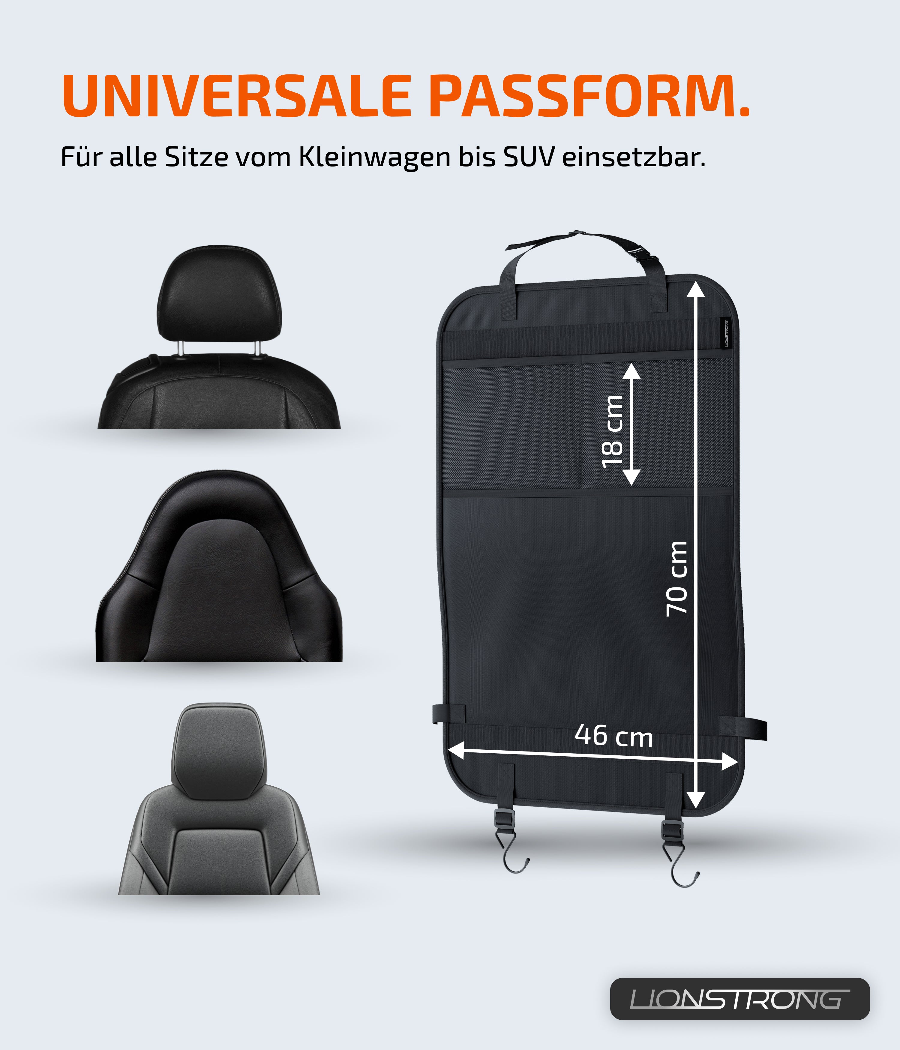 LIONSTRONG® Auto Organizer Kinder Rücksitz [wasserdicht] - Rückenlehnenschutz Auto Kinder - Autositz Organizer - Sitzschutz Rückenlehne Basic