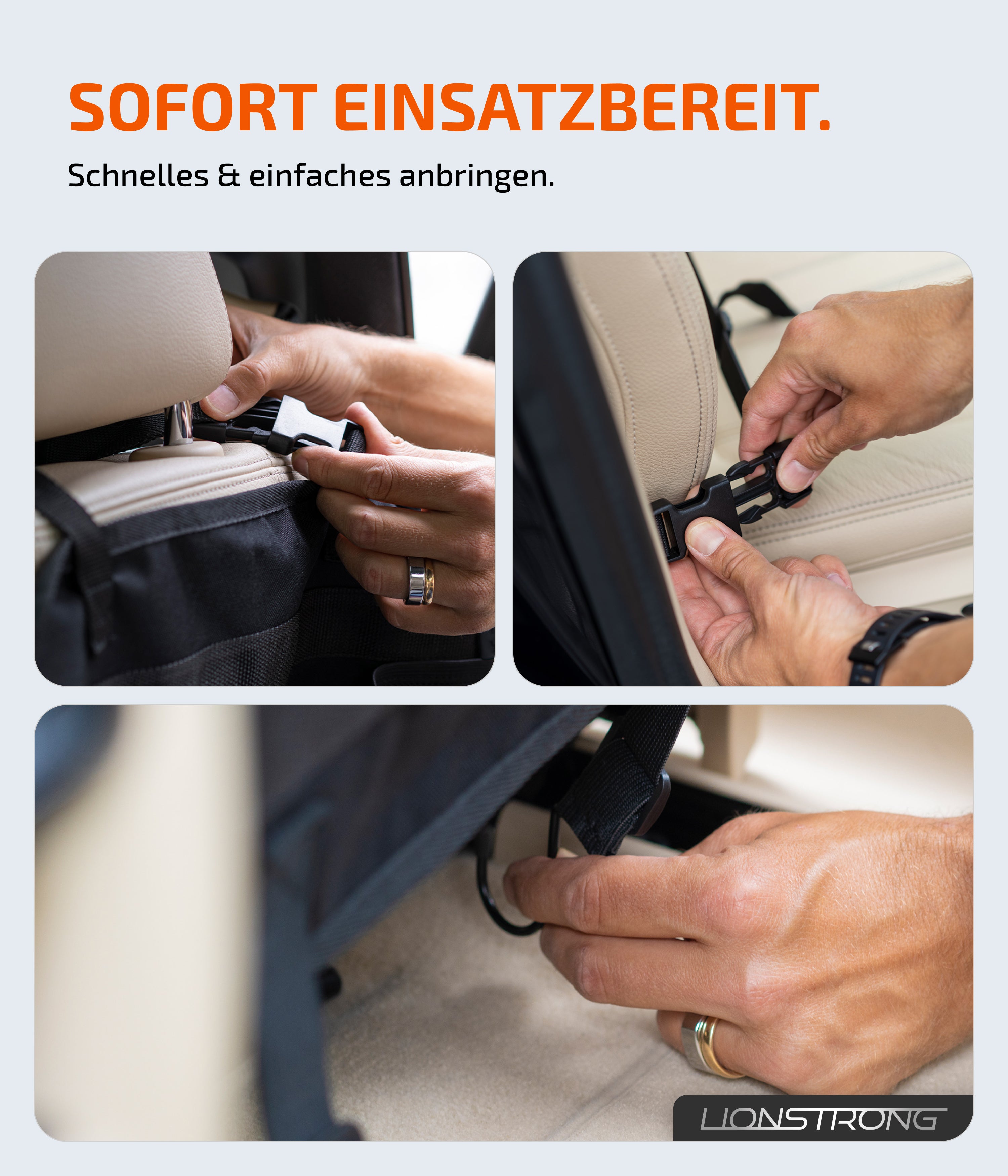 LIONSTRONG® Auto Organizer Kinder Rücksitz [wasserdicht] - Rückenlehnenschutz Auto Kinder - Autositz Organizer - Sitzschutz Rückenlehne Basic